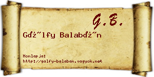 Gálfy Balabán névjegykártya